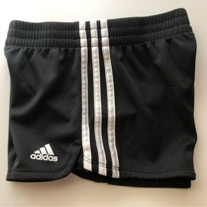 Adidas 3 Stripe Girl’s Track Shorts - black/ White Sz 7/8 EUC